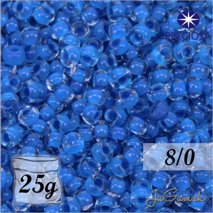 Rokajl Preciosa 8/0 Priehľadná s modrým prieťahom č.08A38-25g (PR08011)